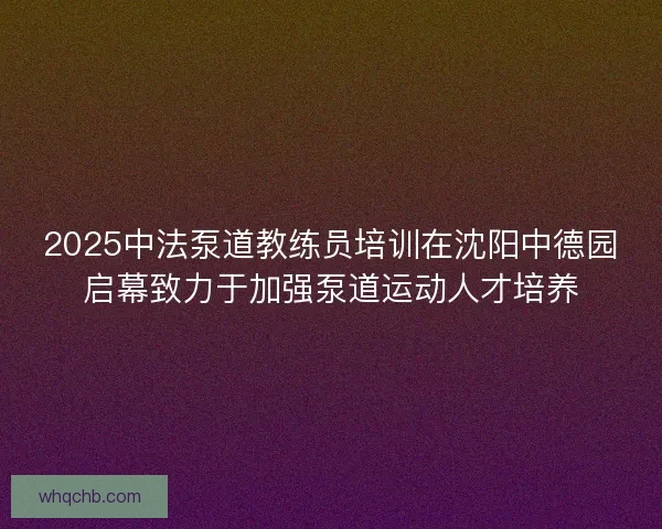 2025中法泵道教练员培训在沈阳中德园启幕致力于加强泵道运动人才培养 2025中法泵道教练员培训在沈阳中德园启幕致力于加强泵道运动人才培养