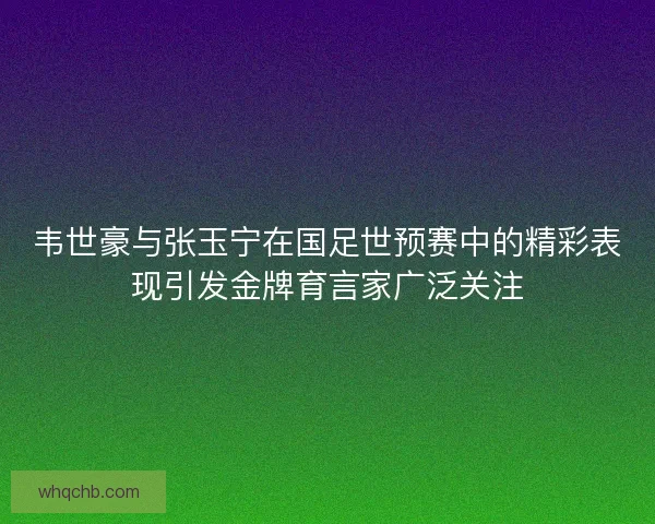 韦世豪与张玉宁在国足世预赛中的精彩表现引发金牌育言家广泛关注 韦世豪与张玉宁在国足世预赛中的精彩表现引发金牌育言家广泛关注