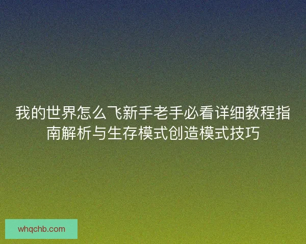 我的世界怎么飞新手老手必看详细教程指南解析与生存模式创造模式技巧 我的世界怎么飞新手老手必看详细教程指南解析与生存模式创造模式技巧
