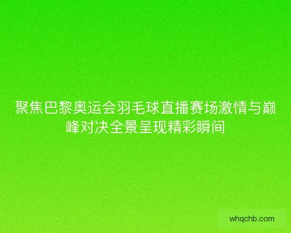聚焦巴黎奥运会羽毛球直播赛场激情与巅峰对决全景呈现精彩瞬间 聚焦巴黎奥运会羽毛球直播赛场激情与巅峰对决全景呈现精彩瞬间